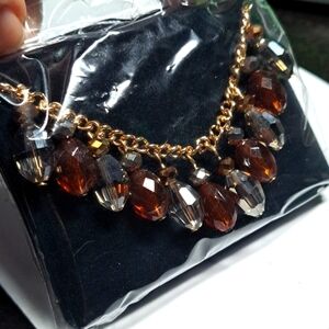 Vintage 1980's Avon JJH Faceted Crystal Bead Necklace 18" to 21" NEW